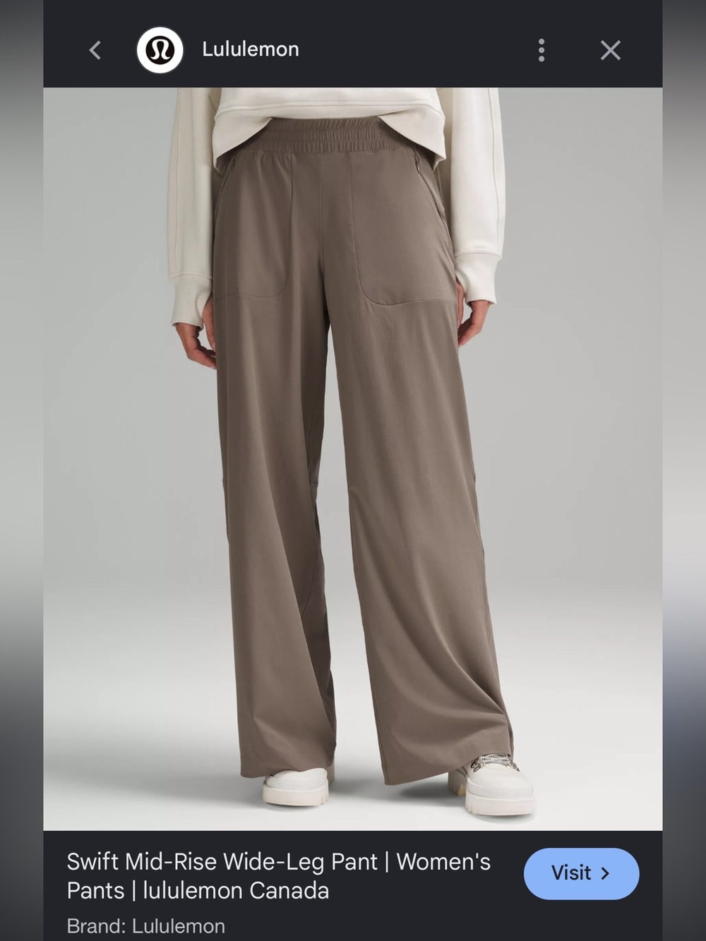 lululemon athletica Wide-Leg Pants in Taupe Brown